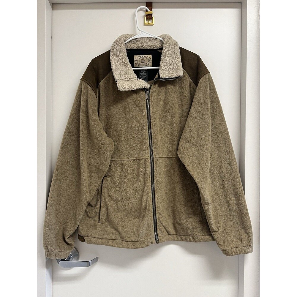 Tag Safari Mens Beige Brown Full Zip Fleece Jacket Classic Soft & Warm XL